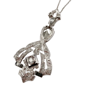 18 karat white gold necklace with diamonds - Italy 1930s
