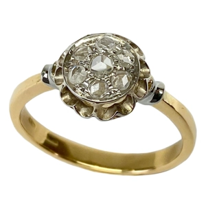 18 karat yellow and white gold ring with diamonds - Italy 1920s