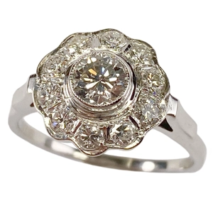 18 karat white gold ring with diamonds - France 1950s