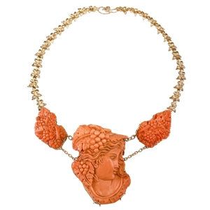 14 karat rose gold necklace with coral - Italy 1980s