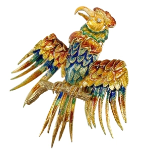 18 karat yellow gold brooch with polychrome enamels - Italy 1960s