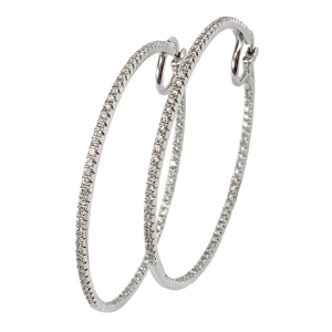 18 karat white gold hoop earrings with diamonds - Italy