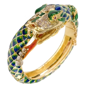 18 karat yellow gold bracelet with enamels, diamonds and rubies - Italy 1960s