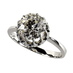 Solitaire ring in 18 karat white gold with diamond - Italy 1950s