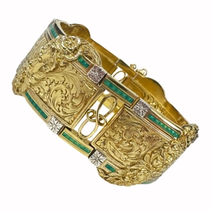 Bracciale in oro giallo 18 karati con smalti - Italia primi '900