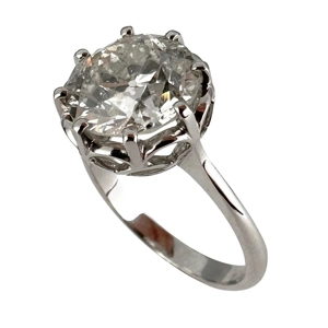 18 karats white gold solitaire ring with old-cut diamond - Italy 1980s