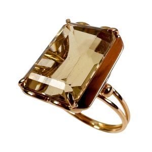 18 karats rose gold ring with smoky quartz - Italy 1950s