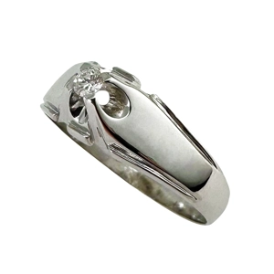 Men's ring in 18 karats white gold with diamond - Italy 1960s