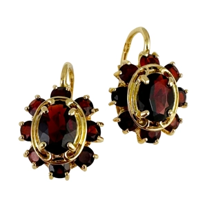 18 karats yellow gold earrings with garnets - Italy 1960s