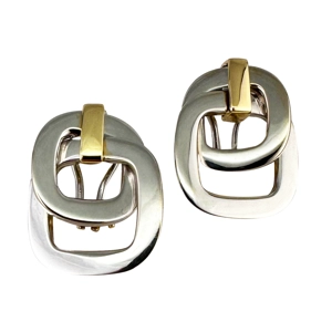 18-karats white and yellow gold earrings - Italy