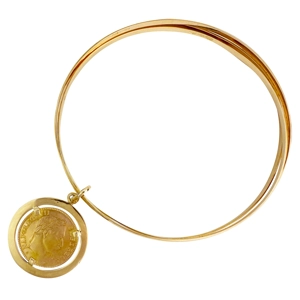 Bracciale in oro giallo 18 karati con moneta - Italia anni '40