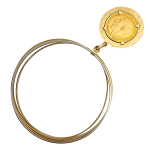 Bracciale rigido in oro giallo e bianco 18 karati con sterlina - Italia anni '50