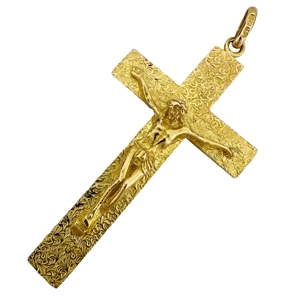 18-karat yellow gold cross pendant - Italy 1950s
