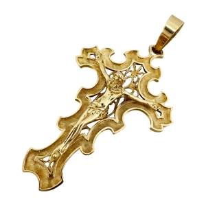 Pendente a croce in oro giallo 18 karati - Italia anni '50