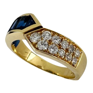 18-karat yellow gold ring with sapphires and diamonds - Gianni Carità - Italy 1990s