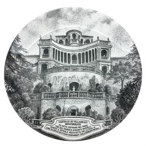 Porcelain plate - The beauties of Piedmont - Castle of Villadeati - P. Fornasetti