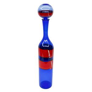 Bottiglia in vetro di Murano - Fasce orizzontali - Fulvio Bianconi per Venini - anni '50