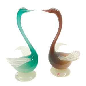 Pair of Murano glass swans - Archimede Seguso - 1950s