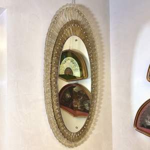 Oval mirror with Murano glass frame - Italy 1970s
