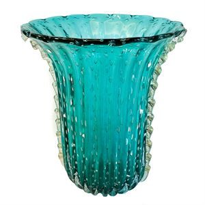 Grande vaso in vetro di Murano verde - Fratelli Toso - Italia anni '60