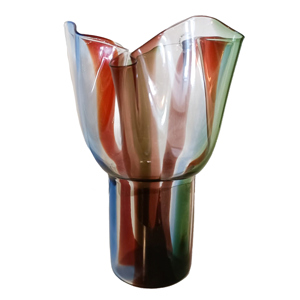 Vaso in vetro di Murano - serie Kukinto - Sarpaneva per Venini - Italia 1995